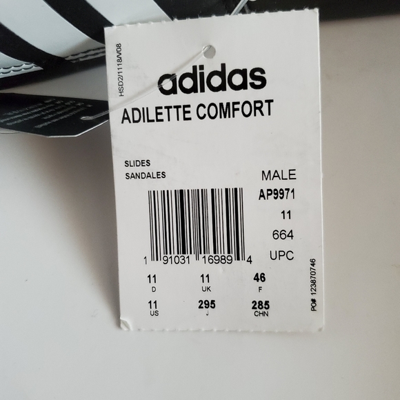 Adidas Men's Adilette CF + logo Slides, Black, 11 - Picture 7 of 8